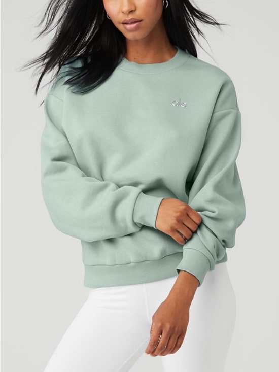 ALO Yoga Tops - ALO Yoga Accolade Crewneck Pullover Sweatshirt Icy Sage Size XS